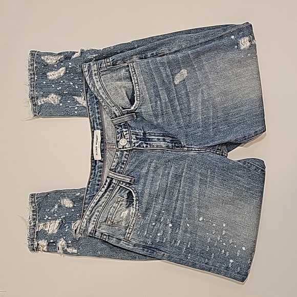 Flying Monkey Distressed Crop Straight Jeans 26 Blue Mid-Rise Denim Pants Y2347 - Picture 1 of 14